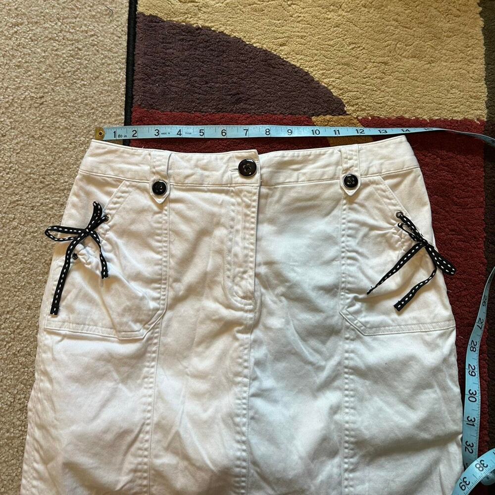 larry levine skort white mini skirt with built in shorts Y2K early 2000s bow - Picture 3 of 6